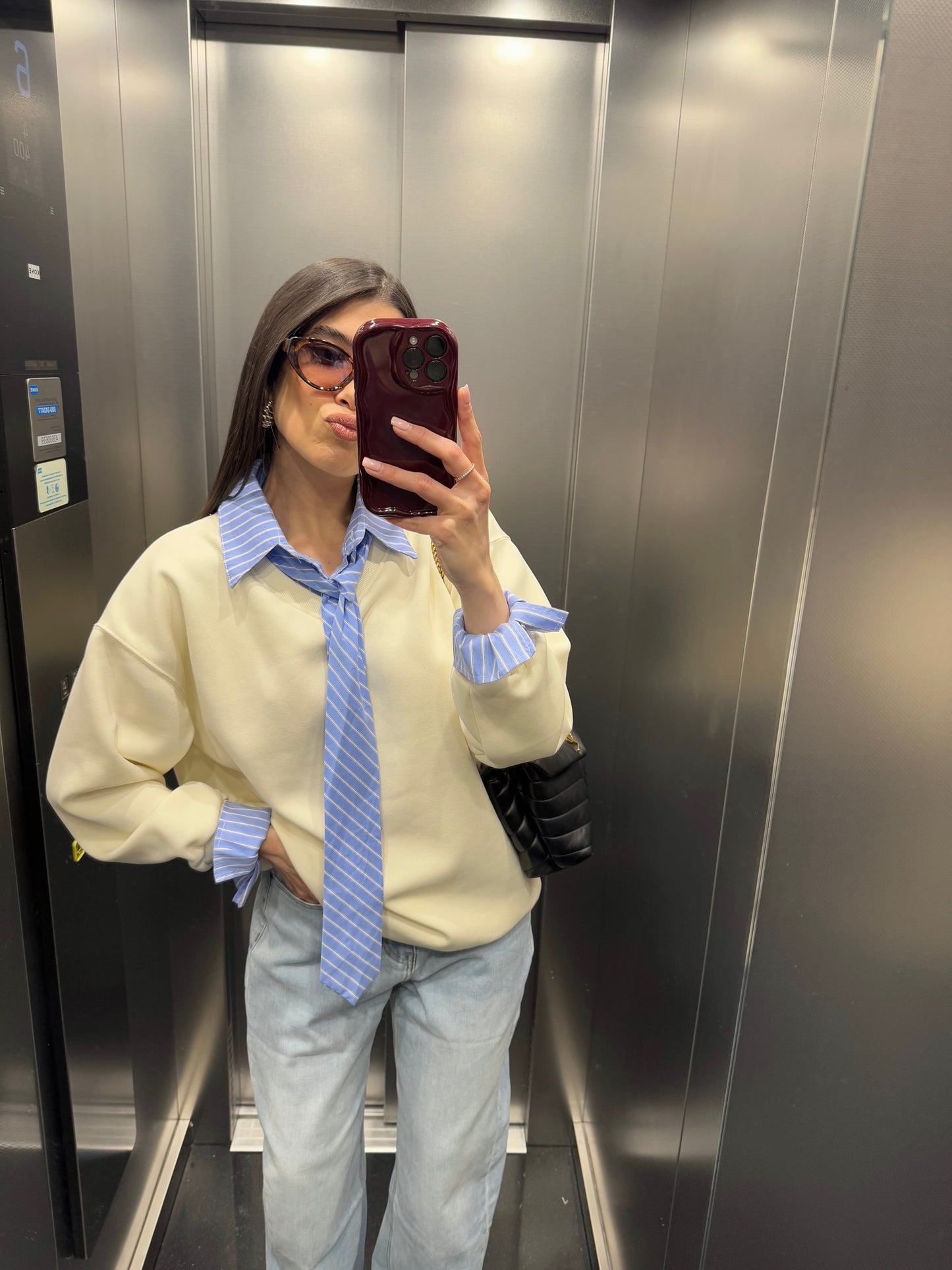 Maglia cut out con brillanti camel