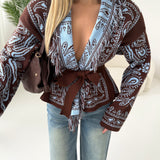 Kimono Japan corto brown e celeste