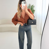Blusa coreana velata in 100 cotone ruggine