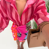 Camicia con colletto velata rosa a righe amarena