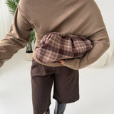 Clutch in tessuto tartan brown e fango