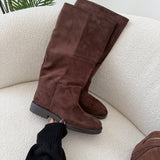 Stivali gambale largo scamosciati brown