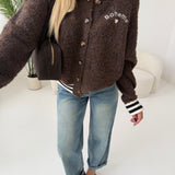 Bomber Boheme in maglia in misto lana brown
