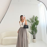 Pantalone in cotone gamba oversize fango