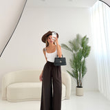 Pantalone palazzo in viscosa brown