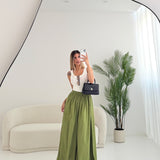 Pantalone in cotone gamba oversize pistacchio