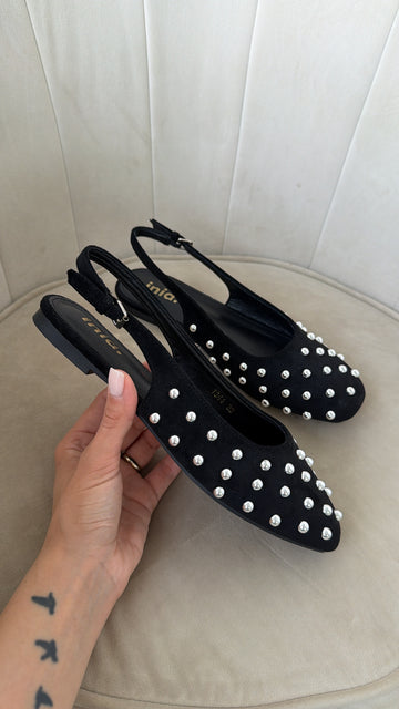 Ballerine scamosciata borchie 1344 nera