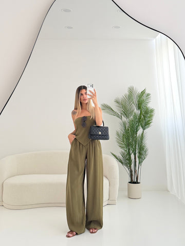 Set fascia a punta con fiocco + pantalone verdone