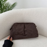 Clutch in tessuto quadretti brown