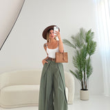 Pantalone 100 cotone con pinces e cintura verdone