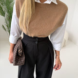 Gilet basic in misto lana camel