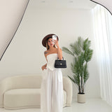 Set fascia a punta con fiocco + pantalone bianco
