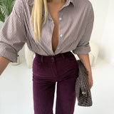 Camicia brown a righe bianche