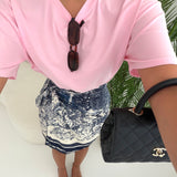 T-shirt oversize in cotone rosa