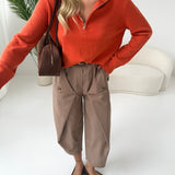 Pantalone corto con rever e cintura pied de poule