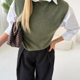 Gilet basic in misto lana verdone