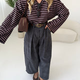 Pantalone maxi balloon con cintura effetto velluto grey