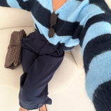 Pullover Zoe scollo a V blu e celeste