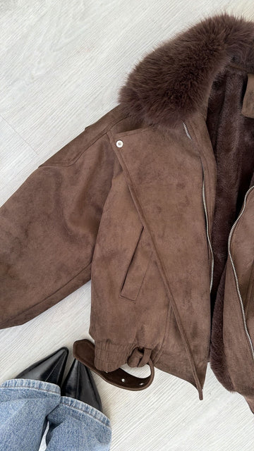 Giubbino scamosciato con interno in ecopellicia