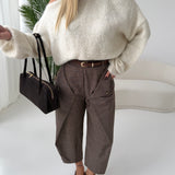 Pantalone corto tartan rever con cintura