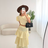 Set blusa + gonna balze a pois giallo
