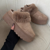 Sabot pltaform con elastico e pelo taupe 9135