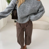 Pullover cut out in misto lana grey