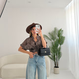 Blusa coreana a pois brown