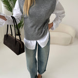 Gilet basic in misto lana grey