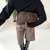 Clutch in tessuto quadretti brown