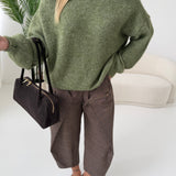 Pullover cut out in misto lana pistacchio