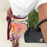 Gonna pareo lunga Design edition beige con bordi bordeaux e celeste