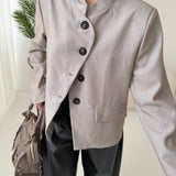 Blazer coreana con bottoni beige