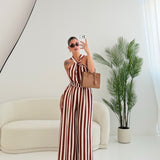 Pantalone righe ondulate terracotta