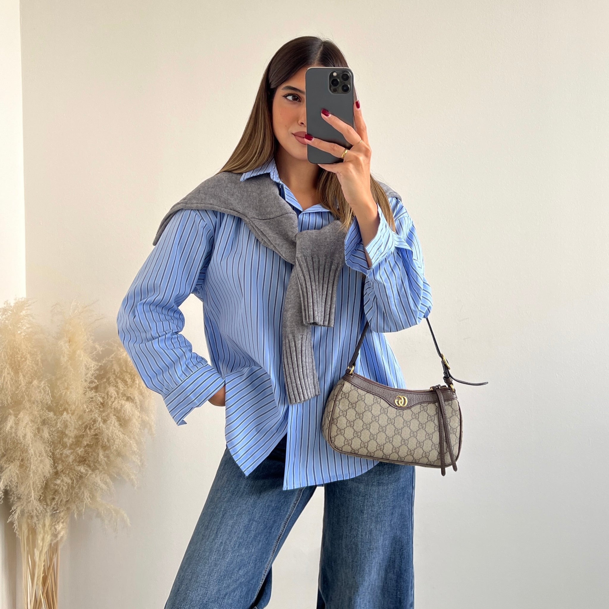 Camicia bacchettata celeste