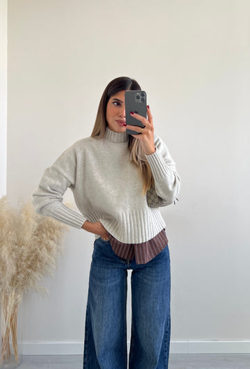 Pullover a collo alto sabbia