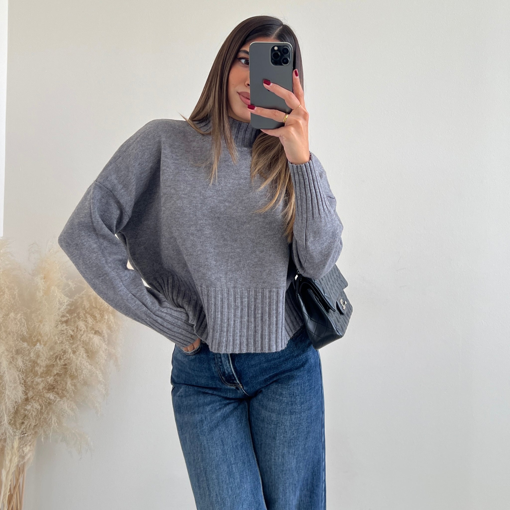 Pullover a collo alto grey