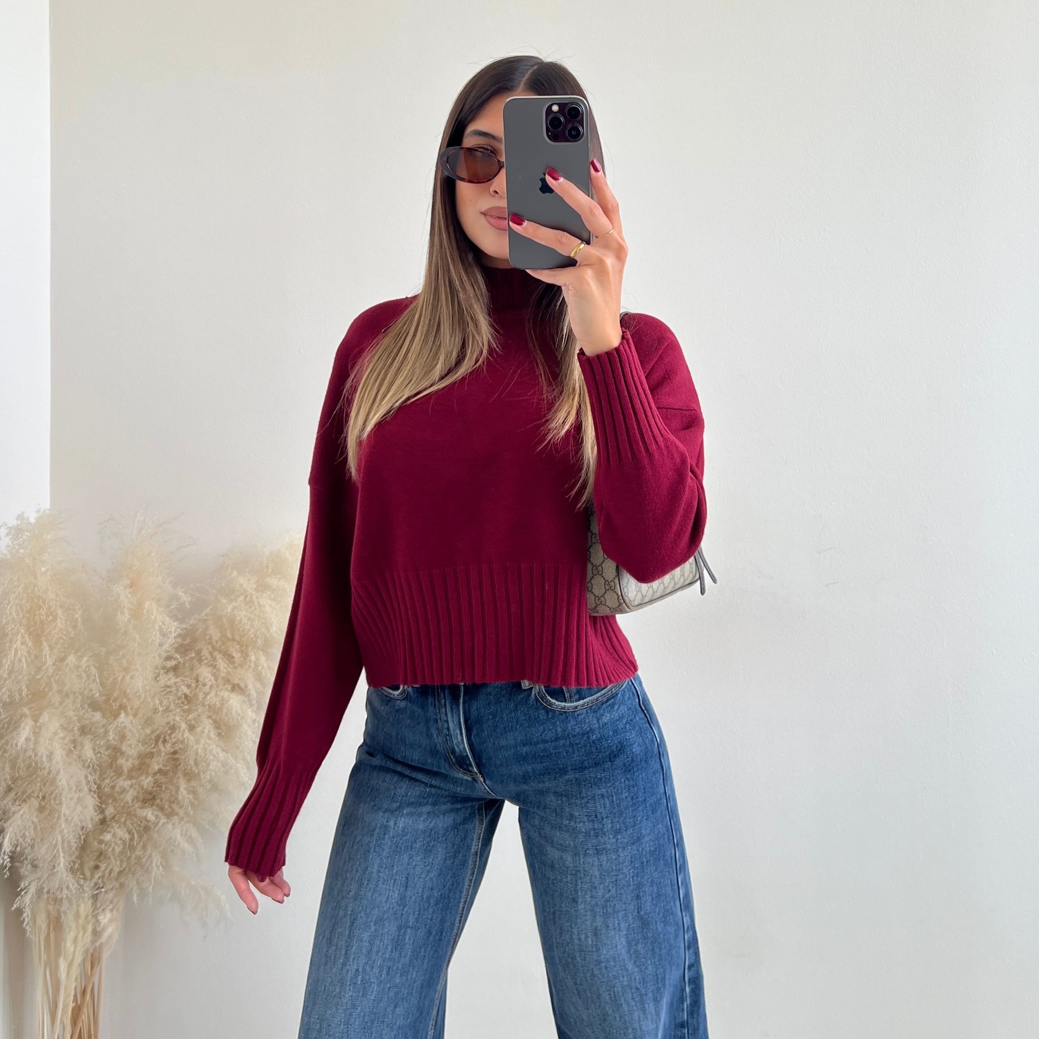 Pullover a collo alto bordeuax