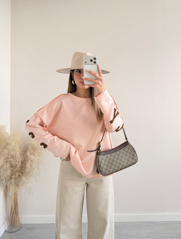 Felpa Practically Perfect rosa e brown