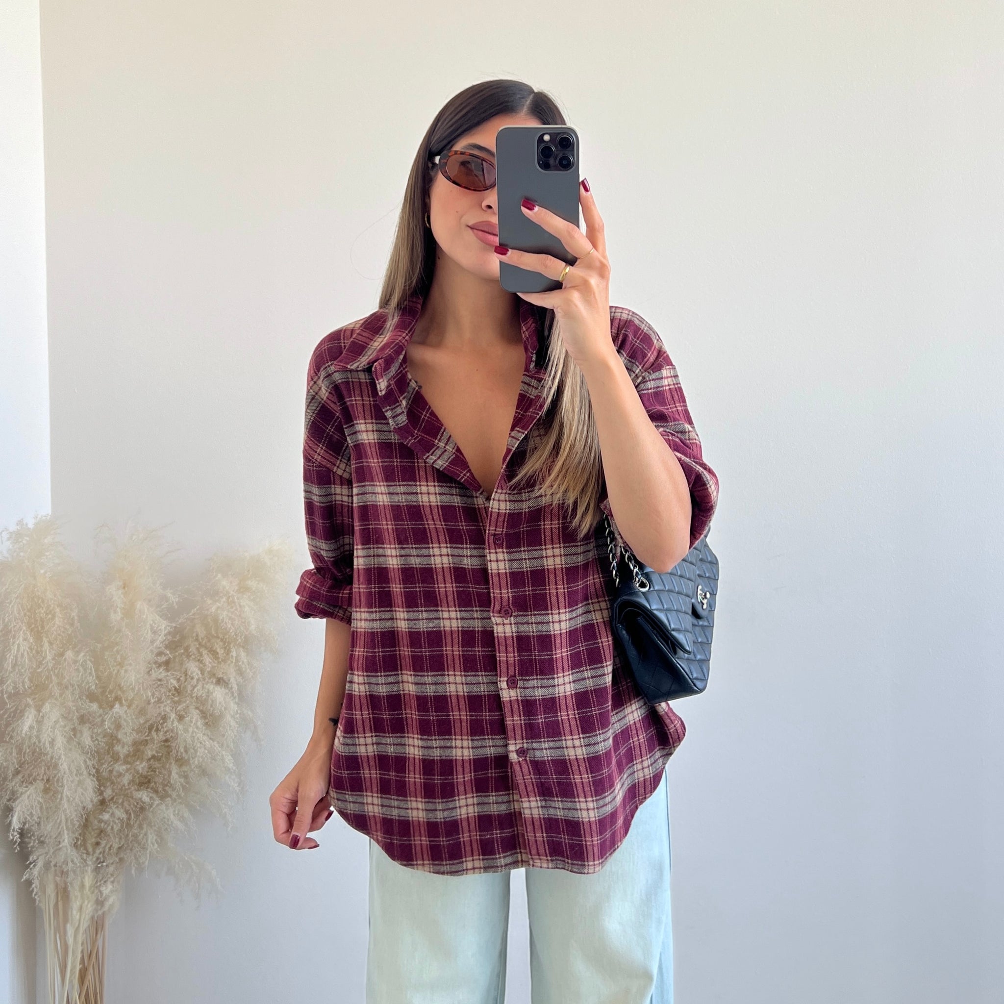 Camicia tartan bordeaux