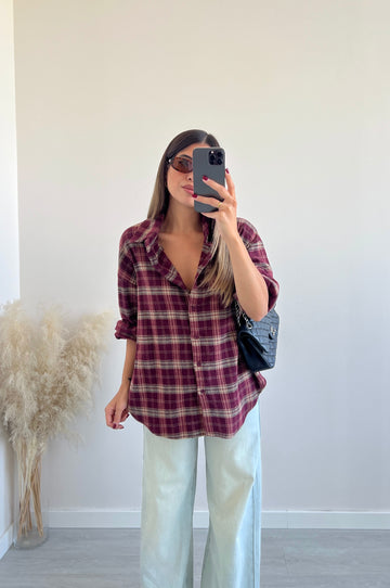 Camicia tartan bordeaux