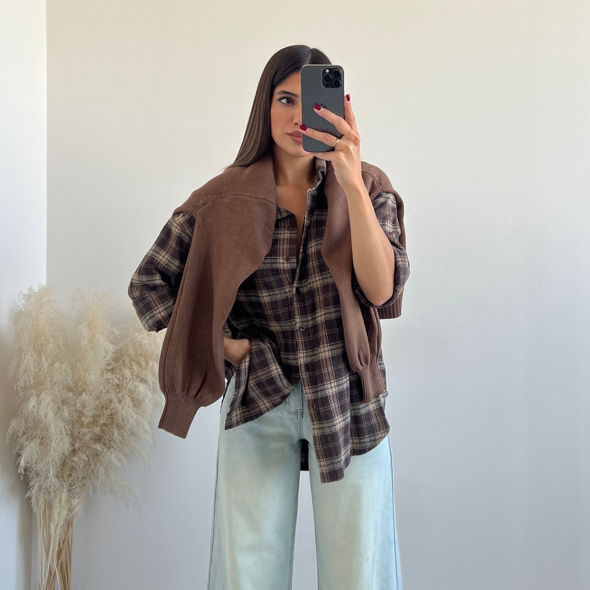 Camicia tartan caffe