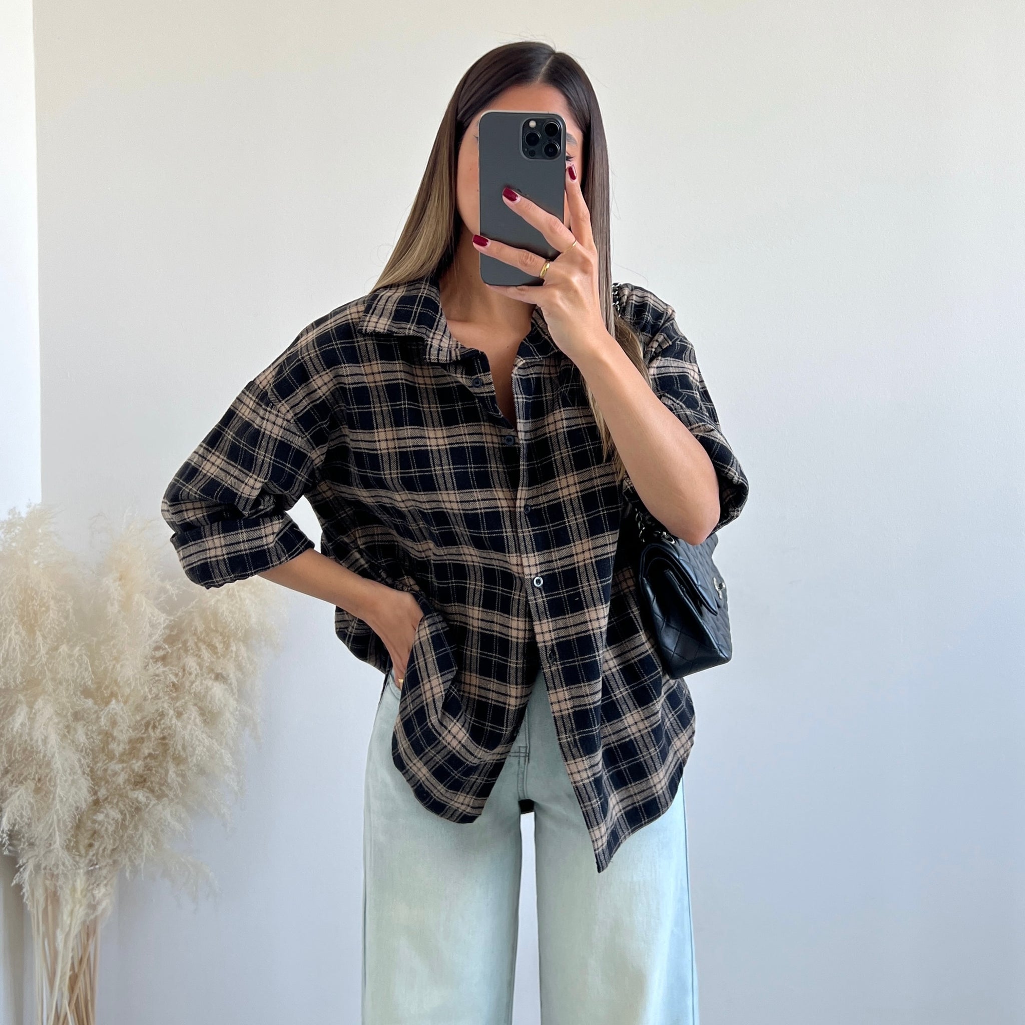 Camicia tartan nera