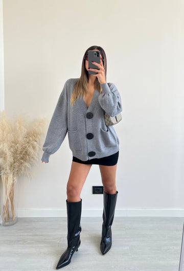 Cardigan oversize con maxi bottoni grey