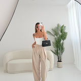 Pantalone con pinces beige