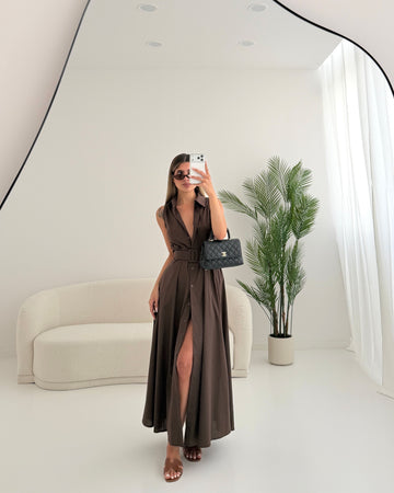 Abito Loren in cotone brown