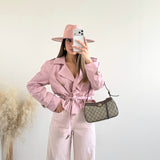 Giacca Trench con spalla a sbuffo rosa
