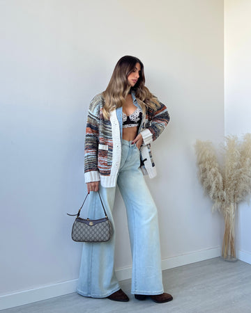 Cardigan con inserti in jeans SMR20068 verdone