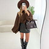 Maxi maglione a pipistrello brown