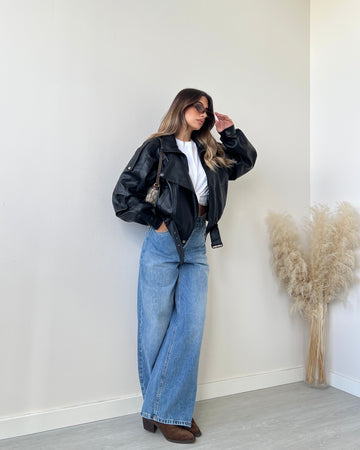 Chiodo oversize martellato nero DD73A